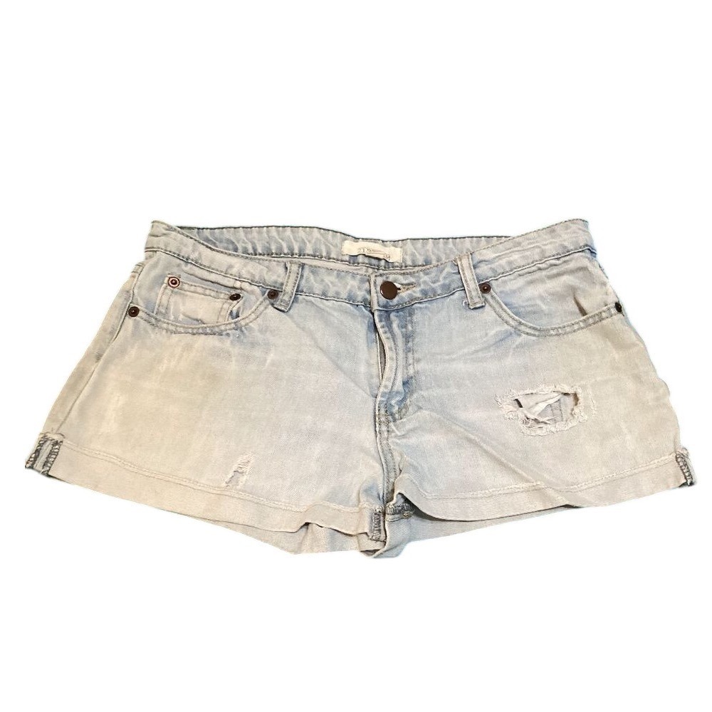21 Denim Distressed Low Rise Jean Shorts Light Wash Size 29 Y2K Boho